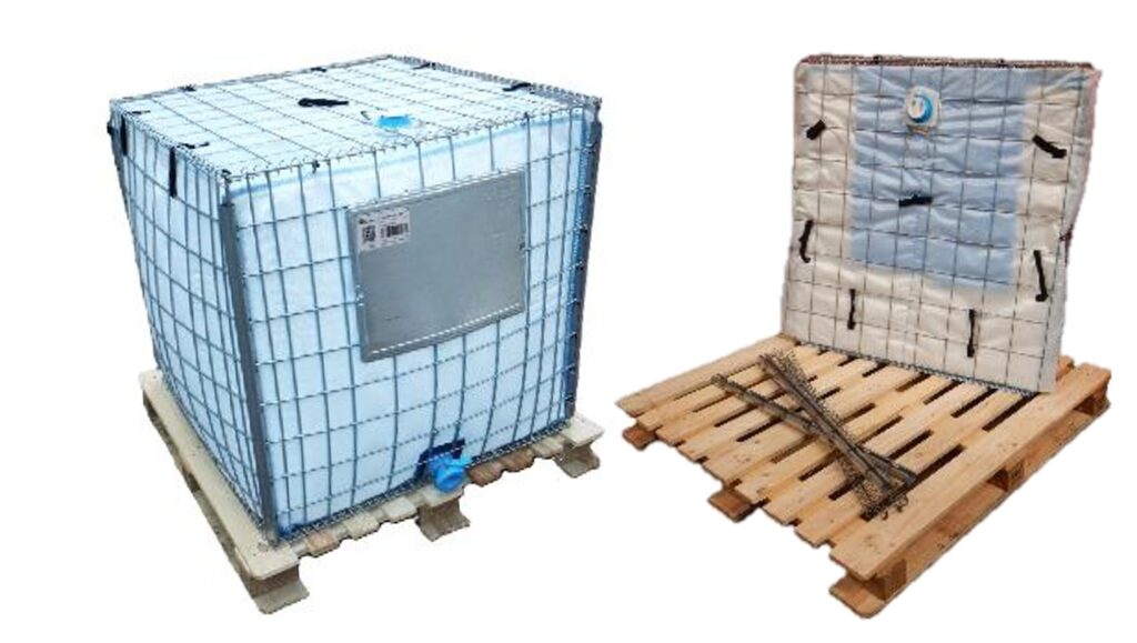 Conteneur Bag in Box UNPACK 10 LOH type IBC avant et après assemblage